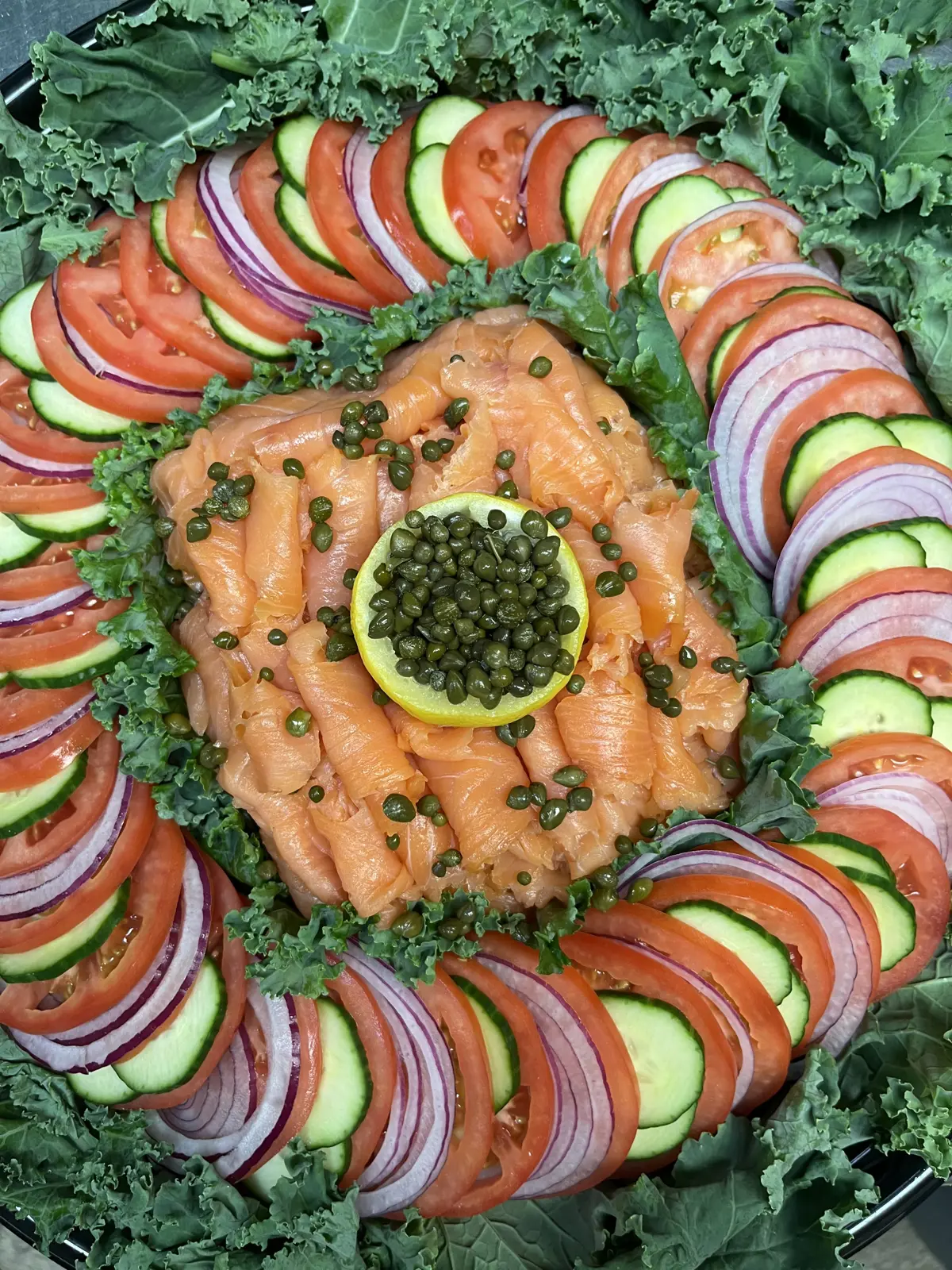 Hand sliced lox platter 
